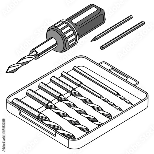 Drill bit set and screwdriver