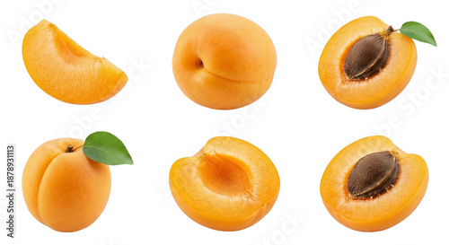 Fresh Apricots Collection: Whole, Halved, and Sliced