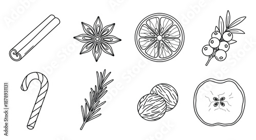 Assorted holiday spices and sweets