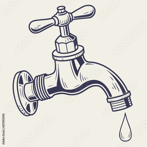 Vintage water faucet illustration