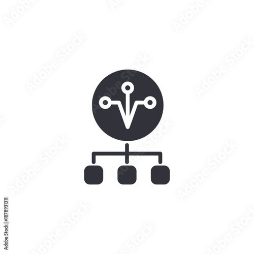 Blockchain network nodes icon displaying connected structure symbolizing distributed ledger technology and decentralized system architecture.