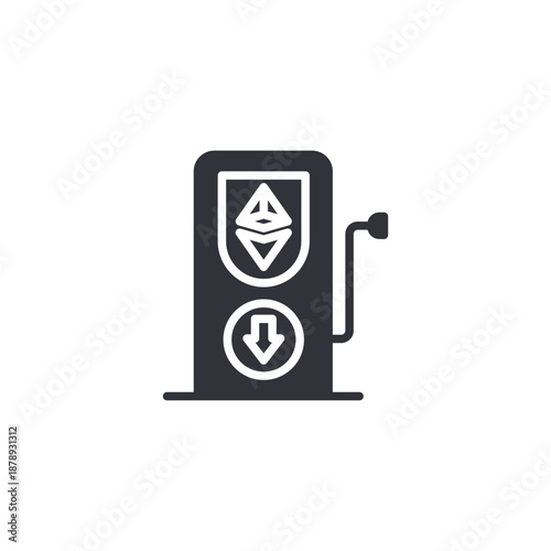 Secure crypto ATM machine icon symbolizing digital currency withdrawal, blockchain payment system, and financial security.