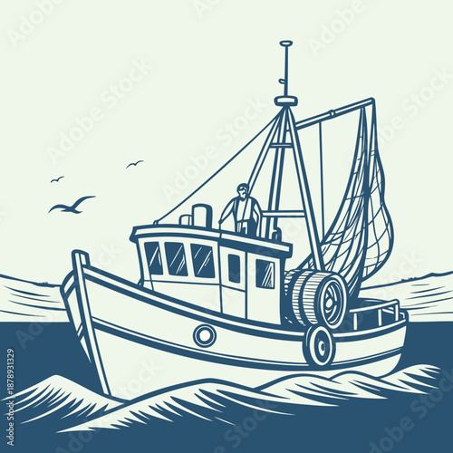 Fishing boat at sea
