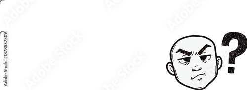 Hand drawn doodle of a confused face and question mark