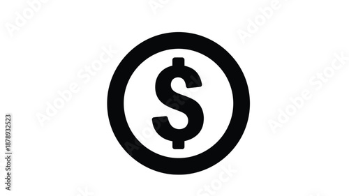 A black and white image of a dollar sign within a circle silhouette