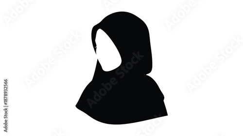 A striking black silhouette of a woman wearing a headscarf silhouette