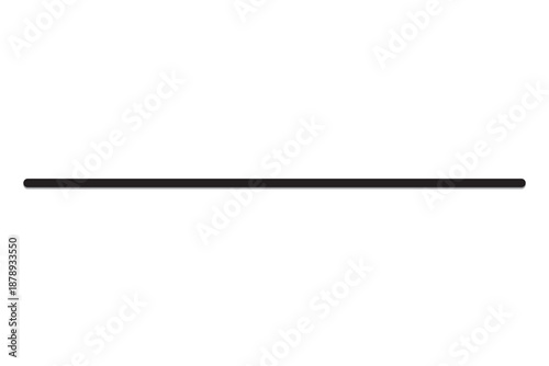 One straight red line 3d. Limit or border, finish line or closed. Red long thread of yarn, string. Thin brush stroke, on a white background. Vector illustration. Horizontal line of paint