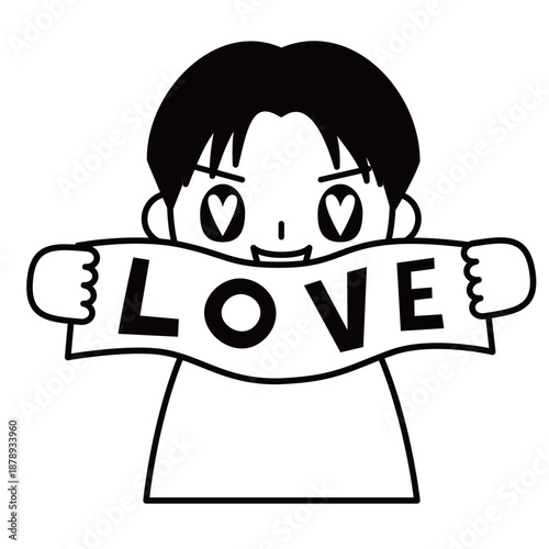 推しを応援する男の子のイラスト