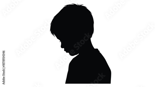 A dark profile view of a young person s head and neck silhouette