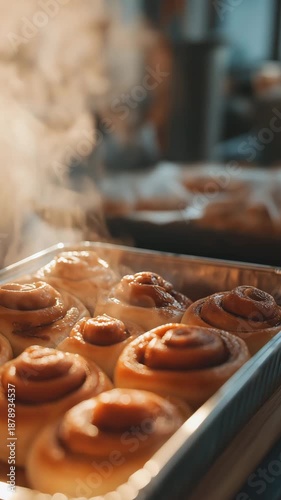 delicious cinnamon buns, breakfast, pastries