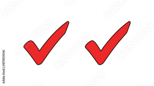 Two vibrant red check marks on a white background a simple silhouette