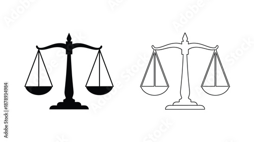 Scales of justice a comparative depiction in contrasting styles silhouette