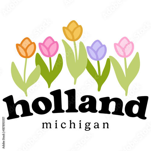 holland michigan vector with tulips