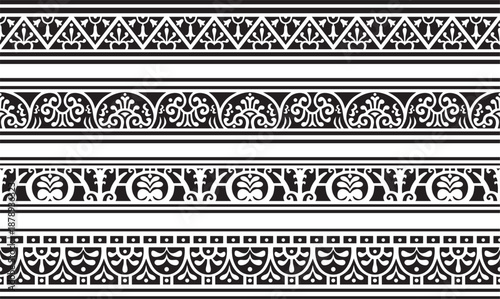 Vector seamless black monochrome border, Pompeii frame. Endless Neopolitan ornament. Art of Ancient Rome.