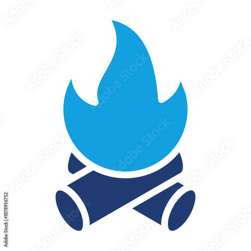 Campfire Blue Color Icon