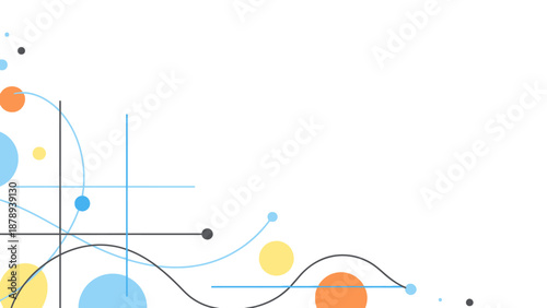 Abstract Wavy Lines and Geometric Shapes Data Flow Background on Isolated White Background