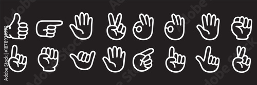 Cartoon hands showing different numbers and gestures