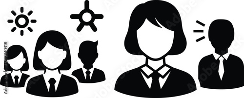 Professional business team engagement with a leading female figure facilitating ideas and communication in a collaborative corporate environment