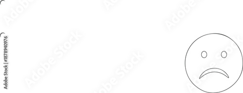 Minimalist sketch of a sad face icon on white background