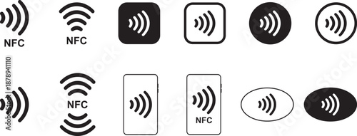 NFC icon flat illustration set logo