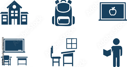 A professional vector illustration set of home appliances and electronics icons including a computer monitor, laptop, and furniture symbols for web design and business technology communication