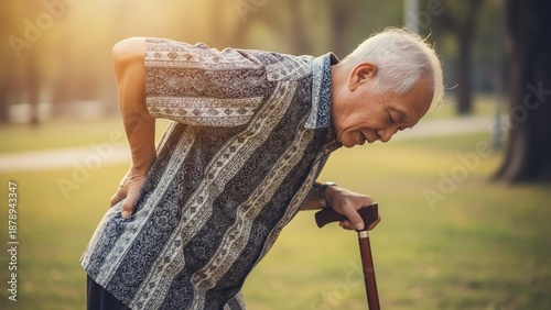 Elderly Man Suffering from Back Pain.