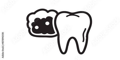 Tartar plaque vector icon, dental calculus symbol, oral hygiene concept, black outline and filled style, isolated on transparent background, simple modern design