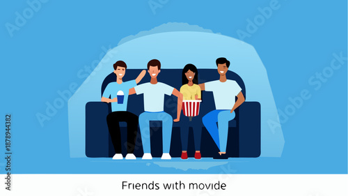 Friends enjoying a movie night together on the couch