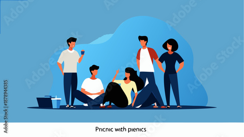 Friends enjoying casual picnic together outdoors