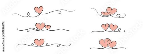 Romantic heart vector illustration decorative ornamental love swirl outline design clipart element graphic abstract shape pattern on transparent background