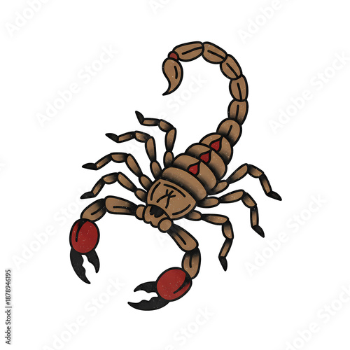 Vintage scorpion retro tattoo flash art