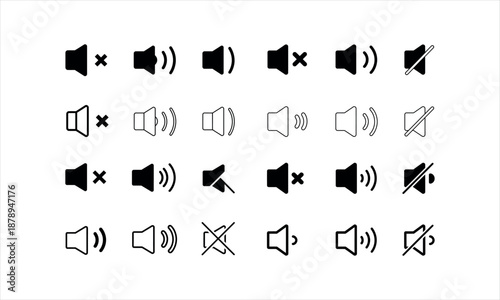 Volume and Mute Icons in Solid and Outline Styles sound