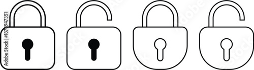 Adobe IllustLock unlock icon set. Security and protection symbols. Access markers sign. Privacy sign. Safety and digital access design
rator Artwork