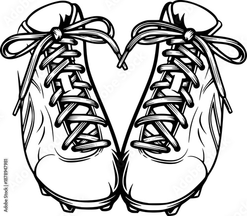 Football Boot Laces Heart Shape Love Sport Vector
