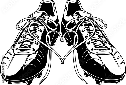 Football Boot Laces Heart Shape Love Sport Vector
