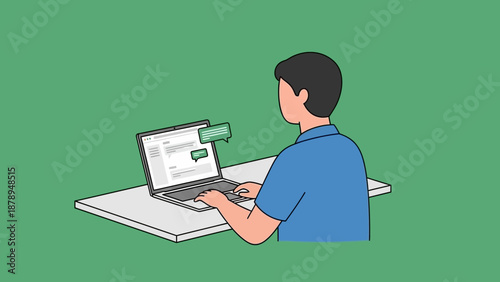 Man Working on Laptop Computer.