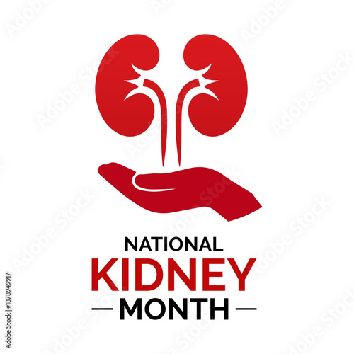 National Kidney Month is observed every March to raise awareness about kidney health, prevention, and early care. Banner poster, flyer and background design template.