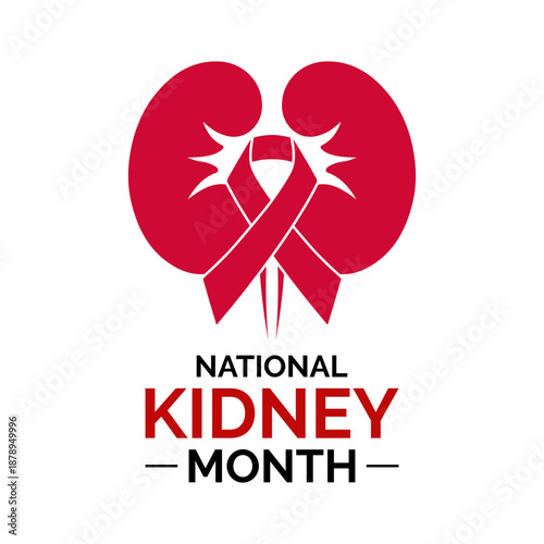 National Kidney Month is observed every March to raise awareness about kidney health, prevention, and early care. Banner poster, flyer and background design template.