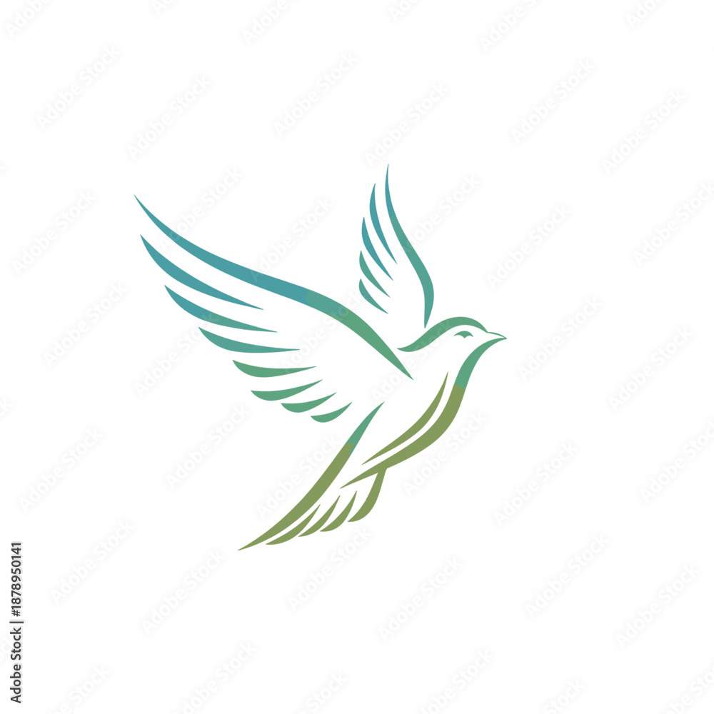 Obraz premium A minimalist line art illustration of a bird in flight with gradient wings.