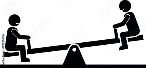 Children playing on a seesaw