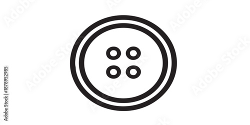 Clothes sewing button vector icon, fashion accessory symbol, garment concept, black outline and filled style, isolated on transparent background, simple modern design