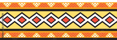 African seamless colorful pattern. Cultural heritage of the peoples of Africa. Ethnic endless border, frame. Zimbabwe ornament.