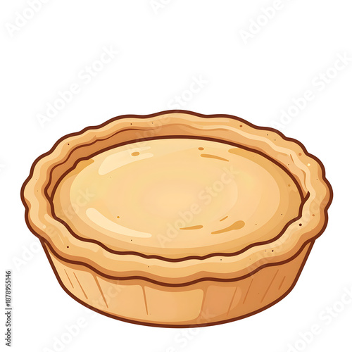 Golden Brown Homemade Pie with Flaky Crust on a White Background Ready to Serve