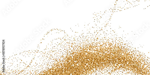 Vector gold sparkles on transparent background. Gold glitter. Golden sparkle confetti. Shiny glittering dust.
