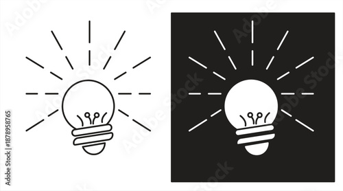 Light bulb icon, energy and thinking symbol, creative ideas and inspiration concept, editable innovative and creative business solution design, isolated in modern simple flat design, vector illustrati