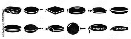 Set of whoopee cushion silhouette art. Funny large pack of vector silhouette design and isolated on white background