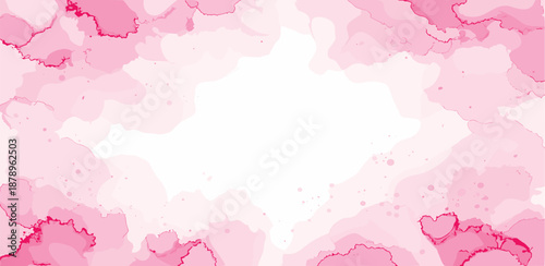 Soft pink watercolor abstract background with subtle heart shapes, perfect for feminine designs, Valentine's Day, or romantic themes