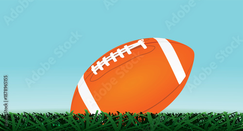 Ball on american football field. vector illustration