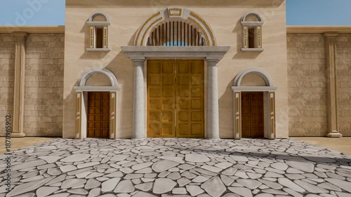 Visualization of Solomon's Temple or First Temple - a biblical Temple in Jerusalem believed to have existed between the 10th and 6th centuries BCE - 3D rendering