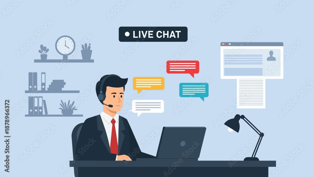 custom made wallpaper toronto digitalBusinessman Engaged in Live Chat Session.